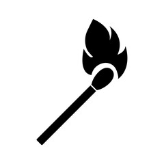 Poster - Burning match vector icon. simple flat black illustration on white background..eps