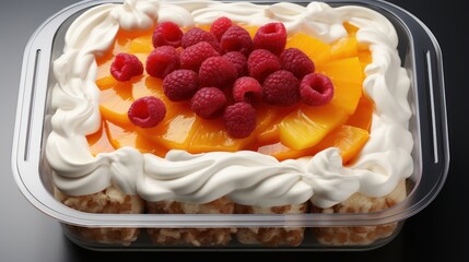 Wall Mural - cheesecake with raspberries