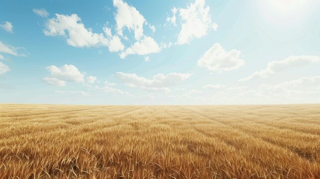 Field of wheat with sky and empty space