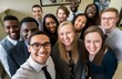 © Vanessa - Diverse group of young professionals smiling and taking a selfie in an office setting, symbolizing employee community and team building.Labor Day, part-time, happy, hard-working, active
