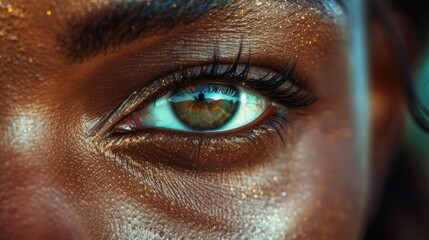 Intense Gaze: Macro Shot of African American Woman's Eye