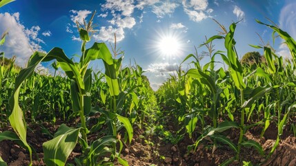 Sticker - Cornfield on a sunny day Agricultural scenery Corn crop