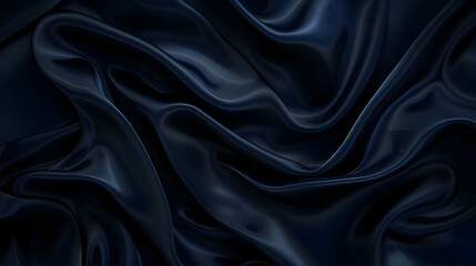 Fototapete - Abstract dark background Silk satin fabric Navy blue color Elegant background with space for design Soft wavy folds  Christmas birthday anniversary award Template : Generative AI
