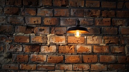 Canvas Print - Ceiling light against brick wall backdrop