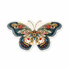 Cute butterfly on a White Canvas Sticker.