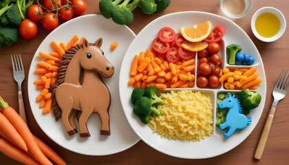 Wall Mural - Food vegetables for kids children of animal horse concept creative 2