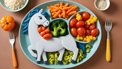 Wall Mural - Food vegetables for kids children of animal horse concept creative 5