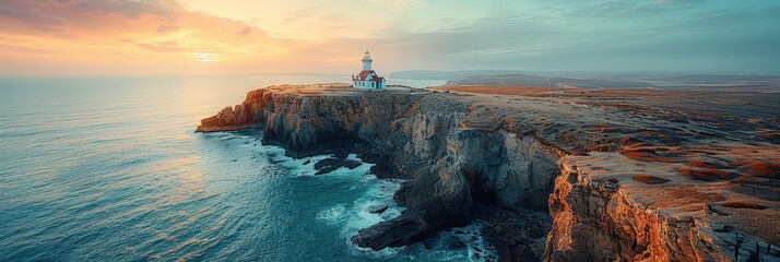 Sticker - Lighthouse on a Clifftop at Sunset