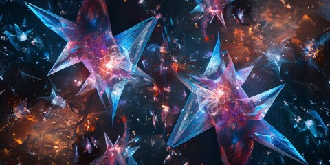 A colorful galaxy of stars and planets with a blue star in the middle generated by AI