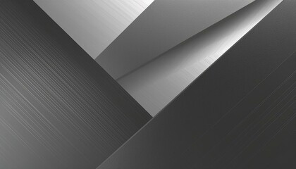 Black white dark silver gray abstract background. Geometric shape. 3d line angle rectangle. Gradient. Grunge rough grain grungy noise. Metal steel effect. Brushed matte shimmer. Ad design. Business
