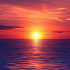 Poster - beautiful sunset scenery illustration background