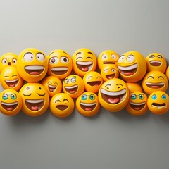 Wall Mural - 3d modernized emoji banner advertisement with a lot of cool emojis to show