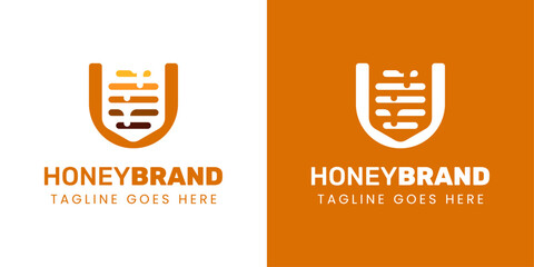 Letter U Honey Logo, Perfect for Beekeeping and Honey Producers