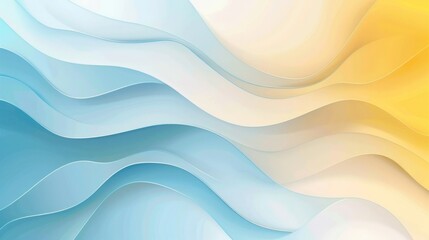 Wall Mural - A blue and white wave with yellow streaks. The blue and white colors give a sense of calmness and serenity, while the yellow streaks add a touch of warmth and energy. Scene is peaceful and uplifting