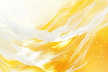 Wall Mural - Ethereal floating fabric artwork - Yellow and white