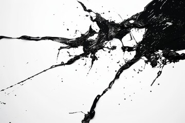 Poster - Dramatic black and white paint drip pattern on pure white surface. Conceptual artwork.