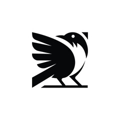 Wall Mural - little bird symbol base from square shape vector