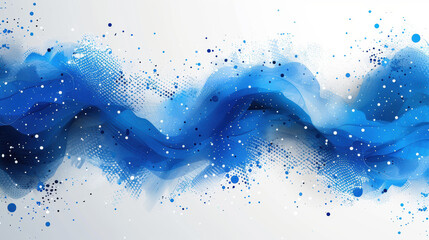 Wall Mural - A blue abstract wave with a white background.