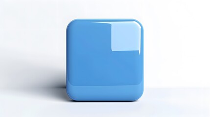 Blank Mobile application icon, button - Blue square with round corners. 3d rendering, white background