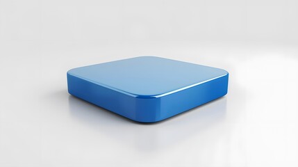 Fototapete - Blank Mobile application icon, button - Blue square with round corners. 3d rendering, white background