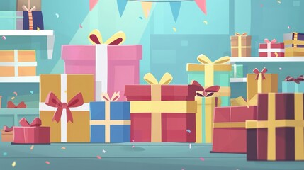 Wrapping techniques flat design front view celebration animation vivid