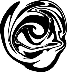 Wall Mural - abstract black liquid spiral. the silhouette of the distorted swirl, liquid paint effect. abstract b