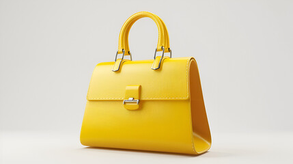 Yellow handbag isolated on white background. generative ai 