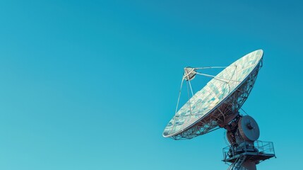 Wall Mural - A close-up of a satellite dish, with intricate details and a clear blue sky in the background, illustration background