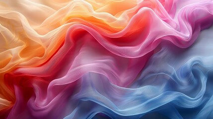 Colorful flowing fabric in gradient light