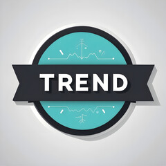 Aufkleber - Trend Badge: Modern, minimalist badge with a turquoise circle and black ribbon, featuring the word 