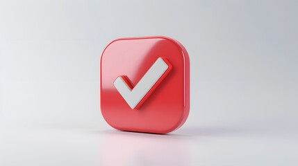 like or correct symbol icon isolated white background, checkmark button, mobile app icon. 3d render 