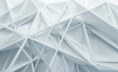 Wall Mural - Abstract white geometric structure with overlapping lines.