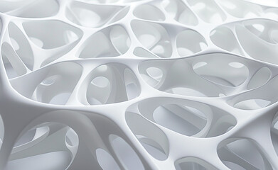 Wall Mural - White abstract pattern with smooth, flowing shapes.