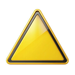 Yellow triangle warning sign isolated on transparent background