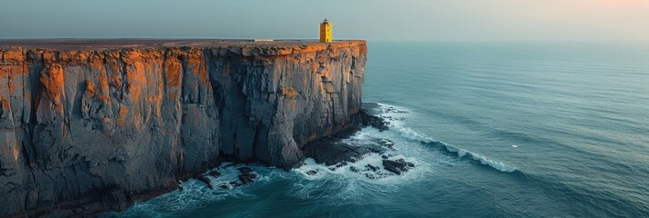 Wall Mural - Lighthouse Standing Tall on a Dramatic Cliff