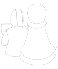 Poster - One continuous line of Hacker with laptop and chess pawn. Thin Line Illustration vector concept. Contour Drawing Creative ideas.