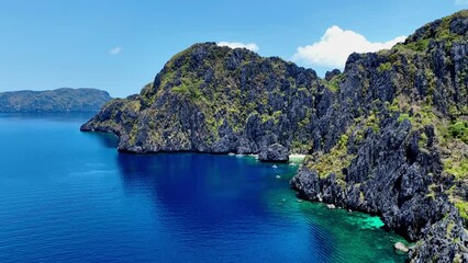 Wall Mural - Coron, Palawan, Philippines, aerial view of beautiful lagoons and limestone cliffs.	