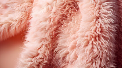 Poster - Top view on stylish 2024 year fur textured jacket in peach fuzz colour : Generative AI