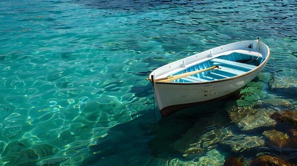 Wall Mural - Summer boat on the blue waters