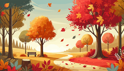 Wall Mural - Concept of Japanese Autumn Image. Vector illustration.