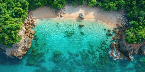 Wall Mural - Aerial View of a Secluded Tropical Beach