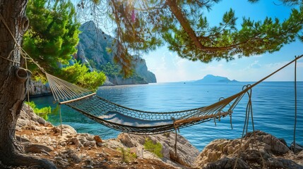beautiful hammock on sea