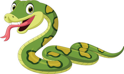 Sticker - Illustration of funny green snake