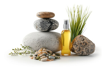 Poster - Spa product arrangement isolated on a white background. Created with Generative AI technology.