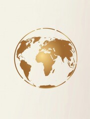 Poster - A simple and elegant illustration of a golden globe with the continents of the world depicted in a minimalist style. Generative AI