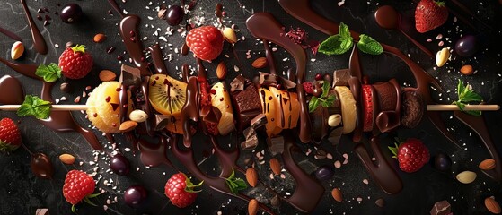 Wall Mural - Design an aerial view of a delectable dessert skewer