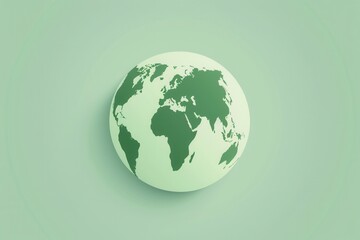 Poster - A clean, minimalist illustration of a green globe with the continents outlined in a darker shade of green. Generative AI