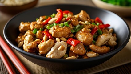  Delicious Asian stirfry with chicken peanuts and vegetables