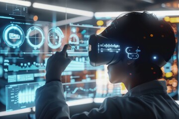 Fototapete - Futuristic Virtual Reality Interface