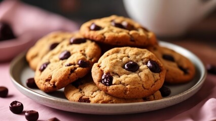 Wall Mural -  Delicious chocolate chip cookies ready to be enjoyed